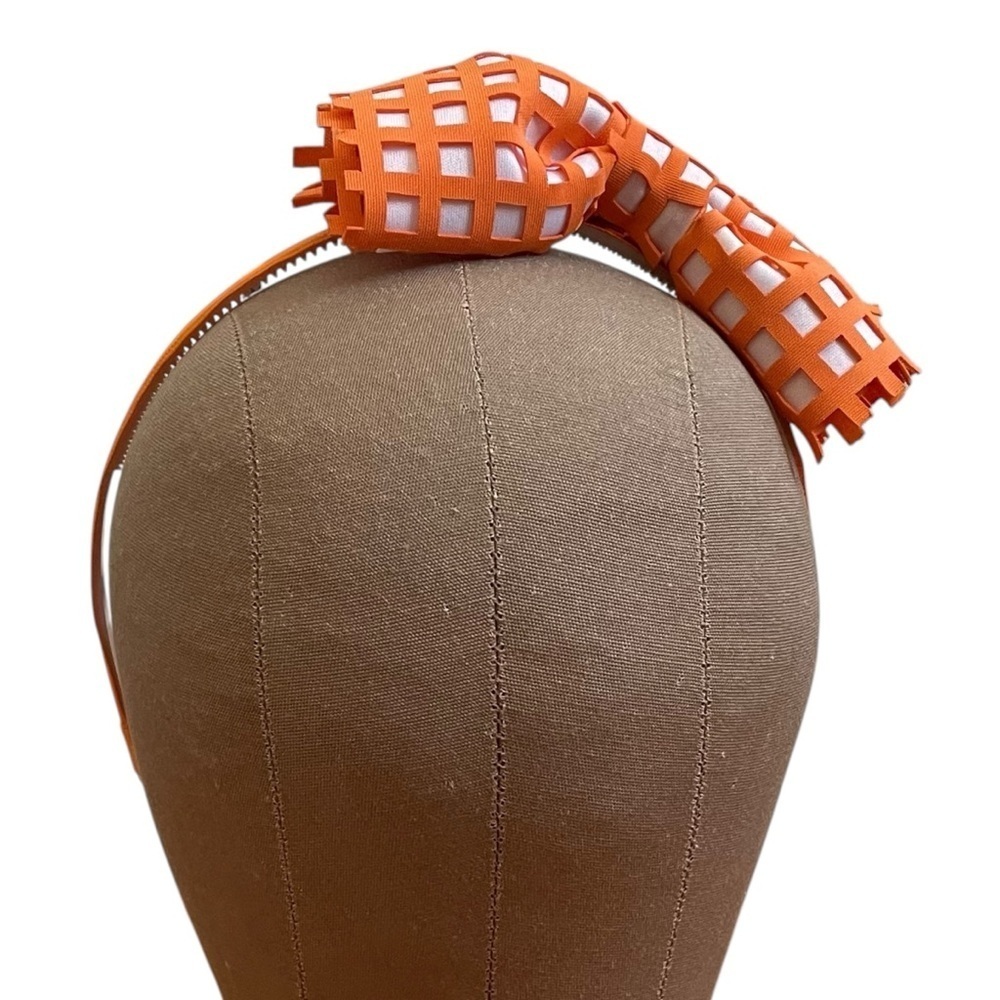 4/$25 Orange Gingham Bow Headband - Picture 7 of 7